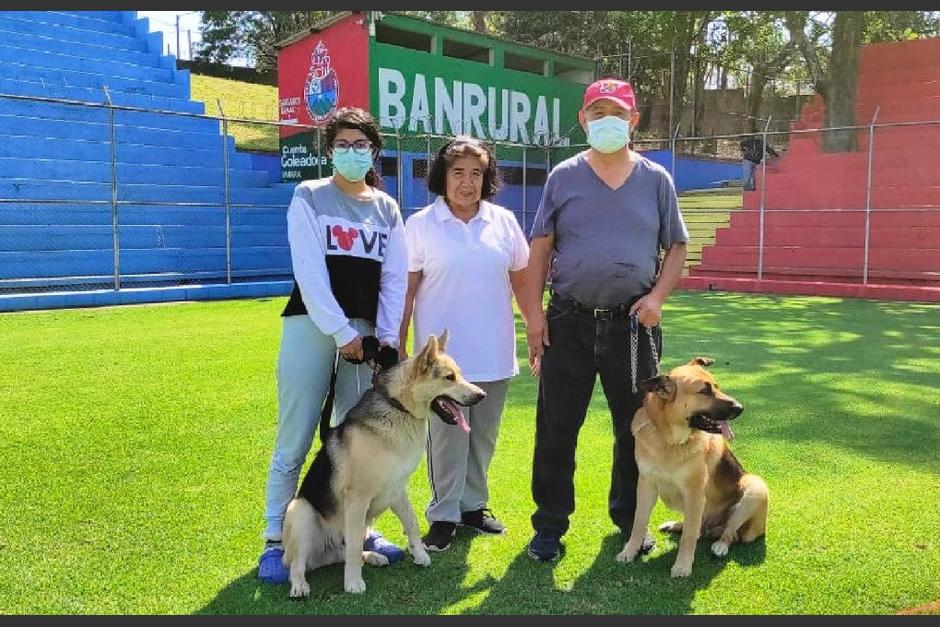 Rocky y Hachi se reunieron con su familia tras pasar un d&iacute;a extraviados y refugiarse en el estadio El Tr&eacute;bol. (Foto: CSD Municipal)