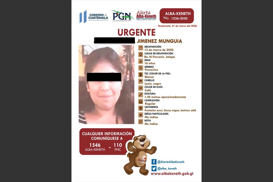 La adolescente fue encontrada en la casa de su novio. (Foto: Alerta Alba-Keneth)