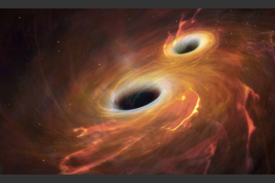 Las ondas se producen cuando dos hoyos negros chocan. (Gráfica: NASA)