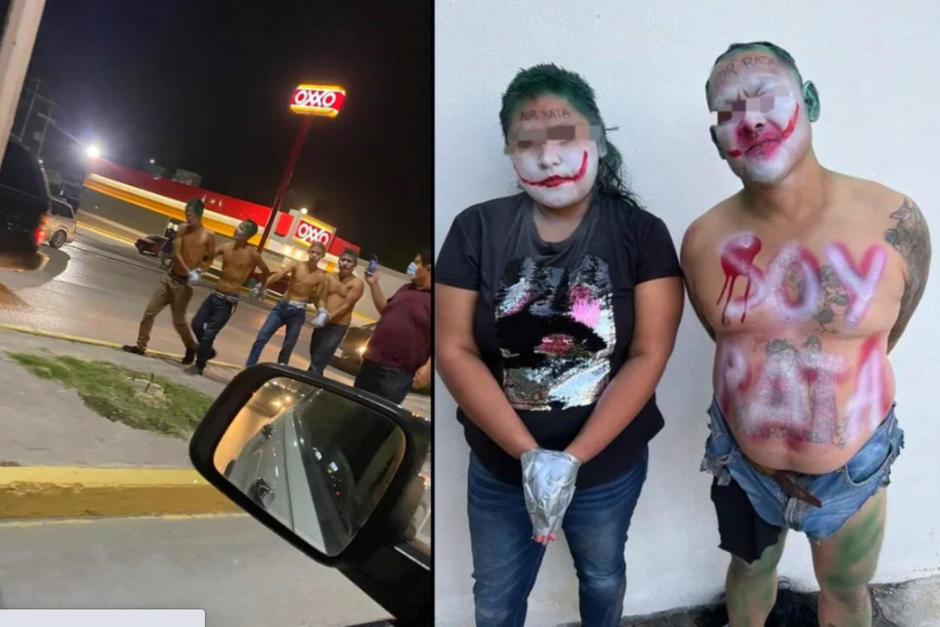 Un grupo de presuntos delincuentes apareci&oacute; pintado como payaso en M&eacute;xico. (Fotos: Twitter)