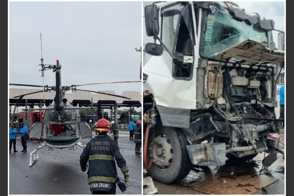 Un cami&oacute;n choc&oacute; contra un helic&oacute;ptero en una transitada autopista de Argentina. (Foto: Twitter/Marcelo Umpierrez)