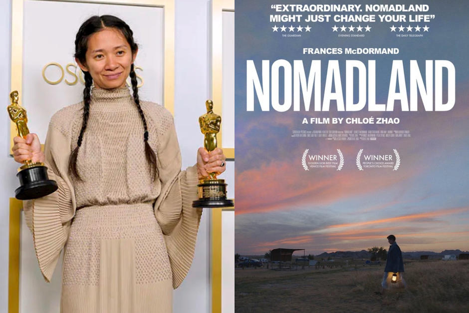 La cineasta china lució un huipil de la cultura maya achi´ en el Festival de Cine de Venecia. (Fotos: AFP y Nomadland)