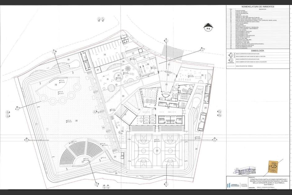 El proyecto es un completo recreativo deportivo que estar&iacute;a ubicado en la colonia Bello Horizonte en zona 21. (Documento: Guatecompras)