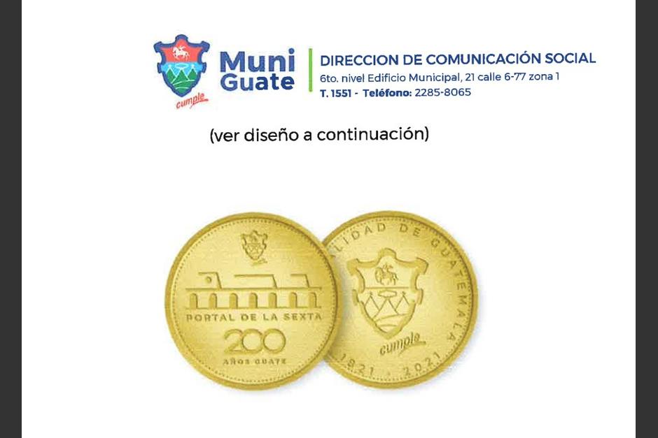 La Municipalidad de Guatemala envi&oacute; a realizar sus propias monedas conmemorativas. (Foto: Guatecompras)