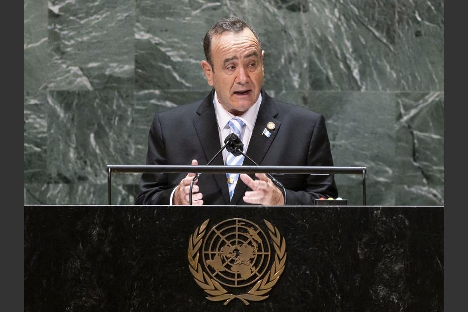 El presidente Alejandro Giammattei participa en el 76 Asamblea General de la ONU que se desarrolla en Nueva York. (Foto: AFP)