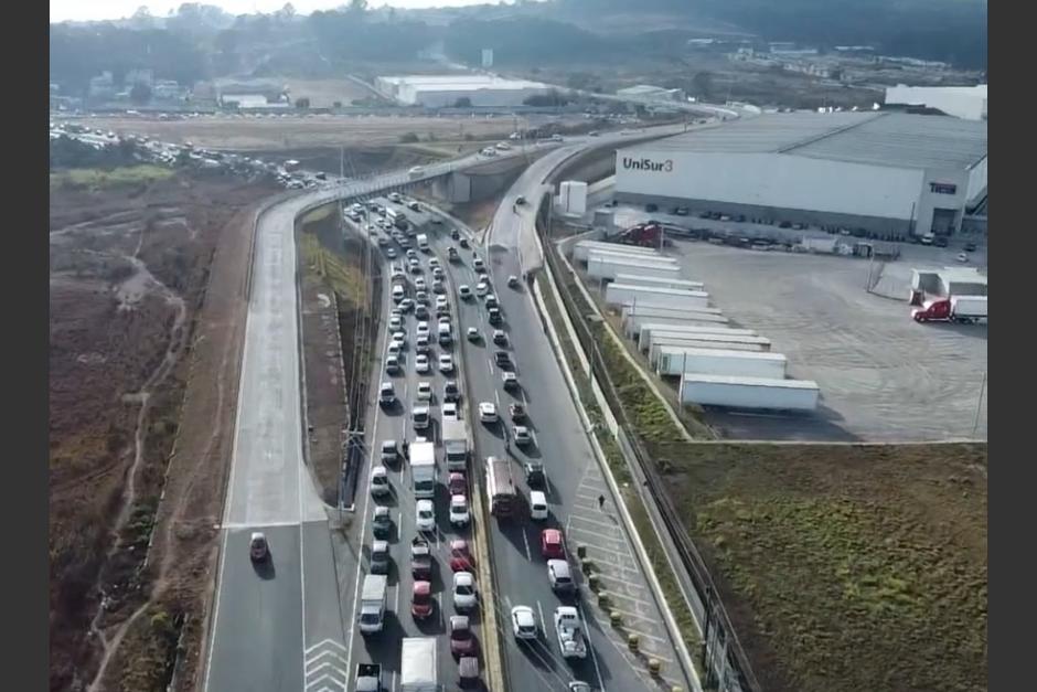 El tráfico es complicado al sur del país. (Foto: PMT/Villa Nueva)&nbsp;