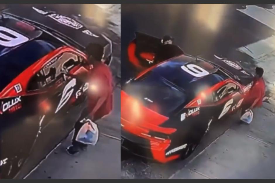 Hombre hace graffiti en un carro de un luchador de artes marciales mixtas. (Foto: Instagram)&nbsp;