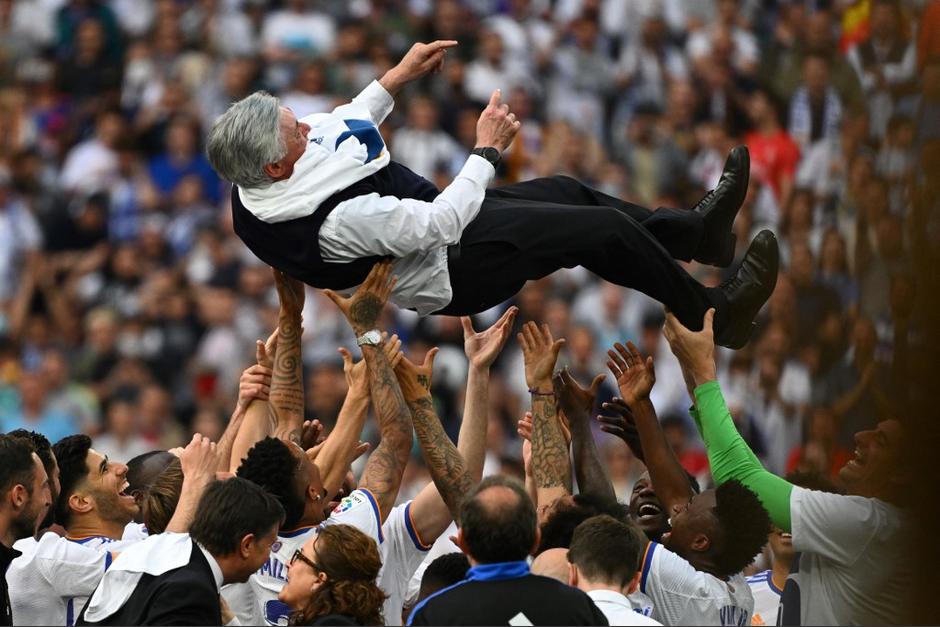 El Madrid festeja su virtual t&iacute;tulo 35 de Liga en Espa&ntilde;a. (Foto: AFP)&nbsp;