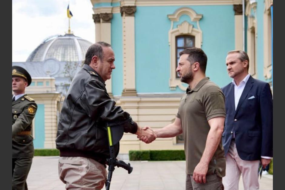 El presidente Alejandro Giammattei durante su visita a Ucrania. (Foto: Gobierno de Guatemala)