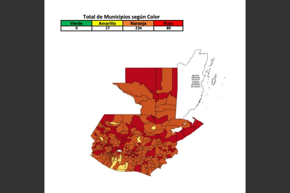 Los municipios en alerta roja y naranja siguen aumentando. (Gráfica: Ministerio de Salud)