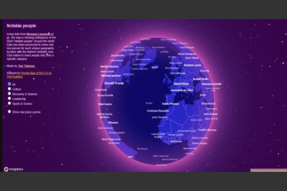 En este mapa interactivo podr&aacute;s consultar los personajes m&aacute;s populares alrededor del mundo. (Foto: Github)