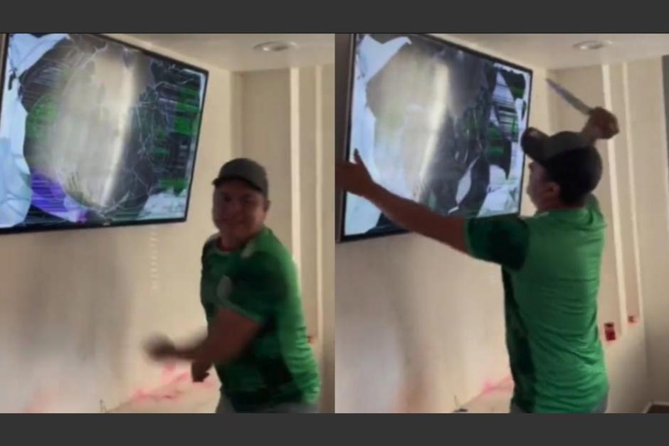 Un aficionado mexicano destrozó su televisor tras la eliminación de la selección. (Foto: captura de video)