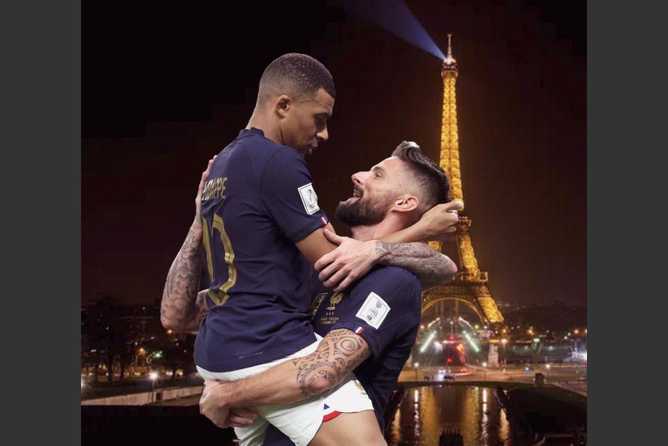Oliver Giroud y Mbappé le dieron a Francia la clasificación a cuartos de final. (Foto: redes sociales)