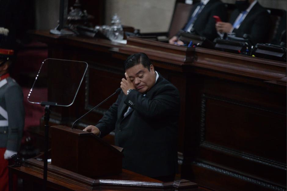 El diputado Allan Rodríguez entregó el cargo de Presidente del Congreso este 14 de enero del 2022. (Foto: Wilder López/Soy502)