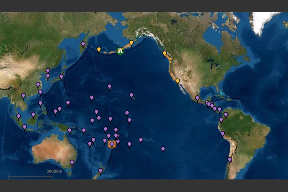 La NOAA está monitoreando los posibles lugares donde puede repercutir las secuelas de la erupción del volcán de Tonga. (Gráfica: NOAA)