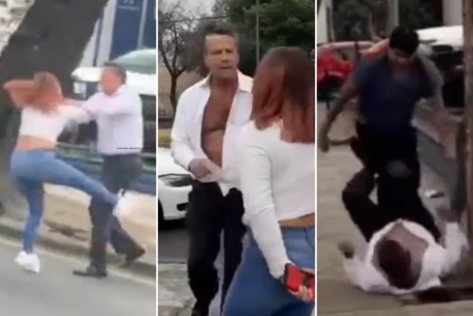 La pelea quedó grabada en varios videos que se comparten en redes sociales. (Foto: captura video)&nbsp;
