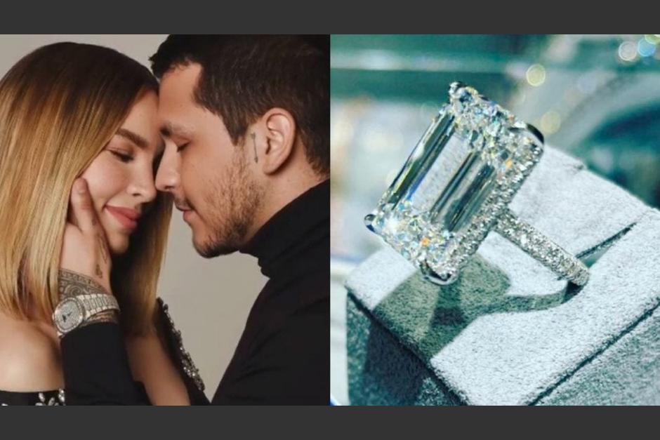 El anillo de compromiso que Christian Nodal le dio a Belinda está valorado en más de 3 millones de dólares. (Foto: Twitter)