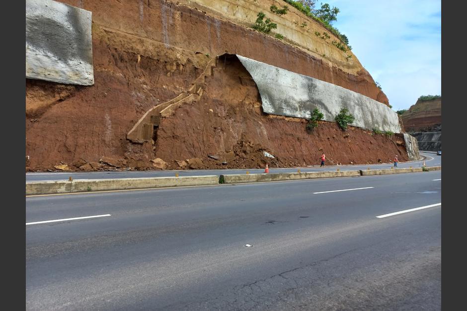 Un nuevo deslizamiento de tierra se registr&oacute; en el Libramiento de Chimaltenango. (Foto: Libramiento de Chimaltenango)&nbsp;