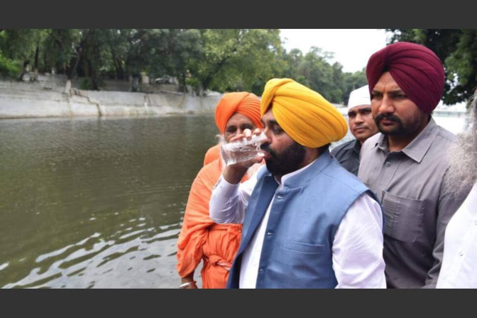 El primer ministro de India,&nbsp;Bhagwant Mann terminó hospitalizado luego de beber agua de un río para probar que estaba "limpia". (Foto: Noticias Caracol)