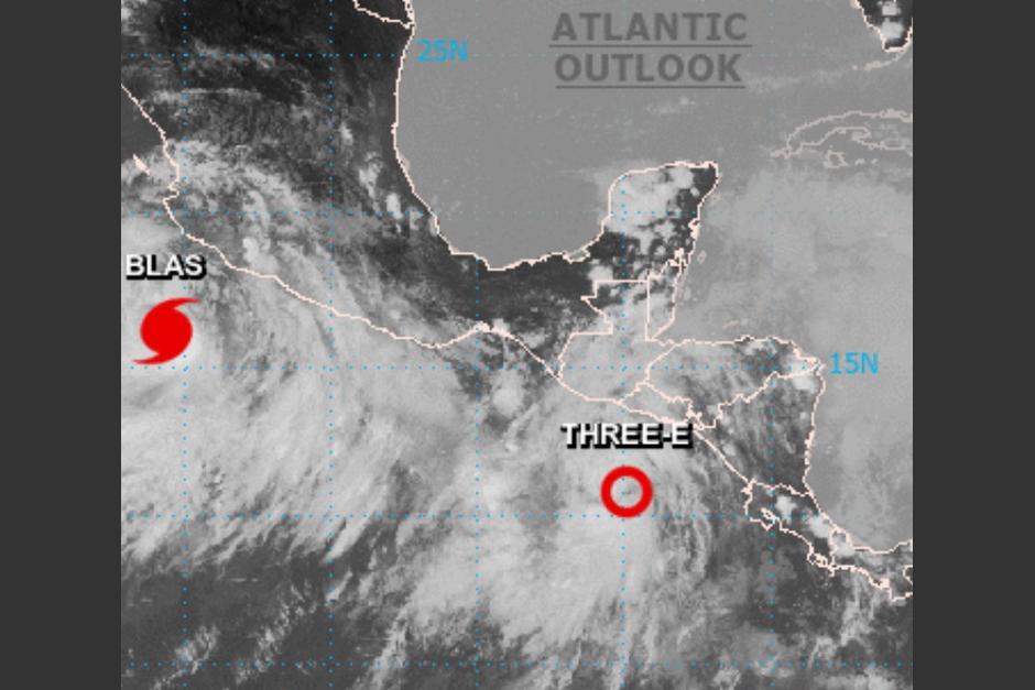 El sistema de baja presión que era monitoreado se fortaleció a depresión tropical Tres-E. (Foto: redes sociales)