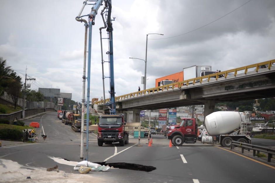El agujero fue rellenado con lodoconcreto. (Foto: Wilder López/Soy502)
