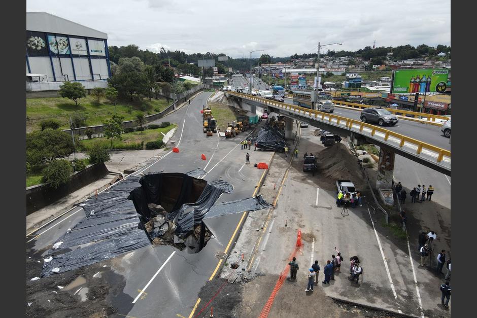 El informe de Conred detalla la magnitud de la grieta. (Foto: Carlos Alonzo/Soy502)&nbsp;