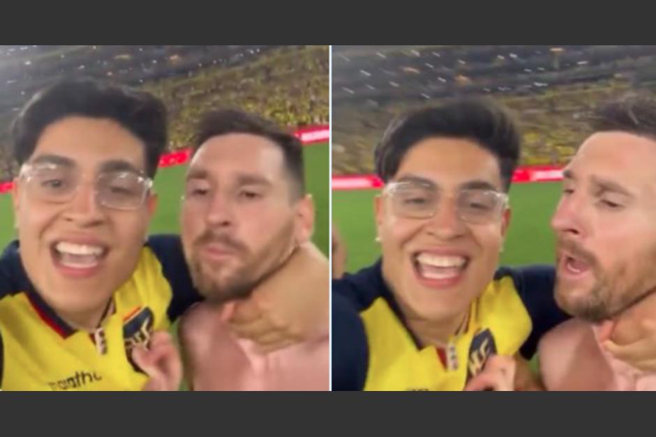 Lionel Messi pasó un incómodo momento con un aficionado de Ecuador (Foto: Twitter)