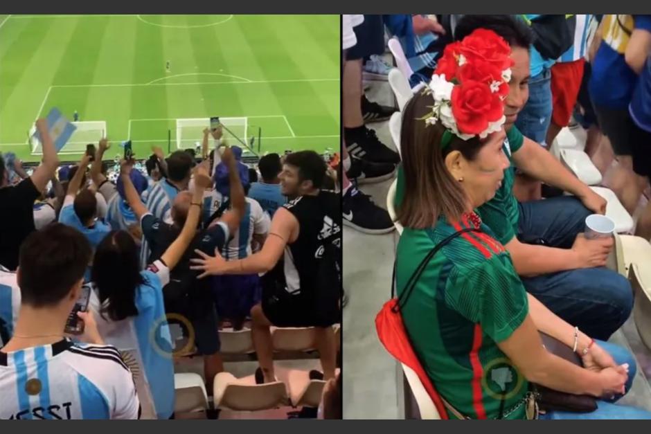Una pareja de mexicanos vivió incómodo momento en el estadio al estar rodeados de aficionados argentinos. (Foto: MedioTiempo)