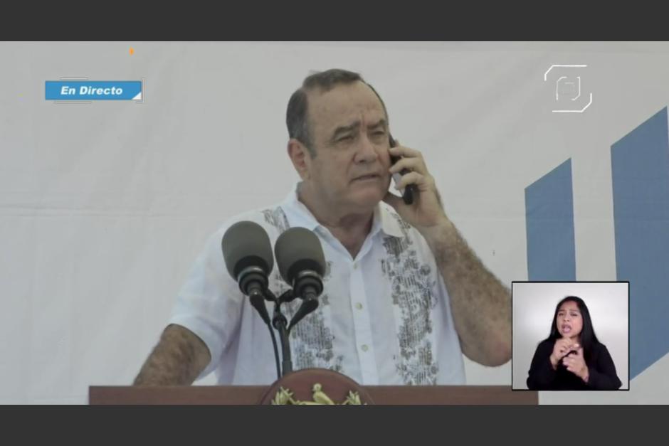 El presidente Alejandro Giammattei particip&oacute; en una actividad en Izabal. (Foto: Captura de pantalla)