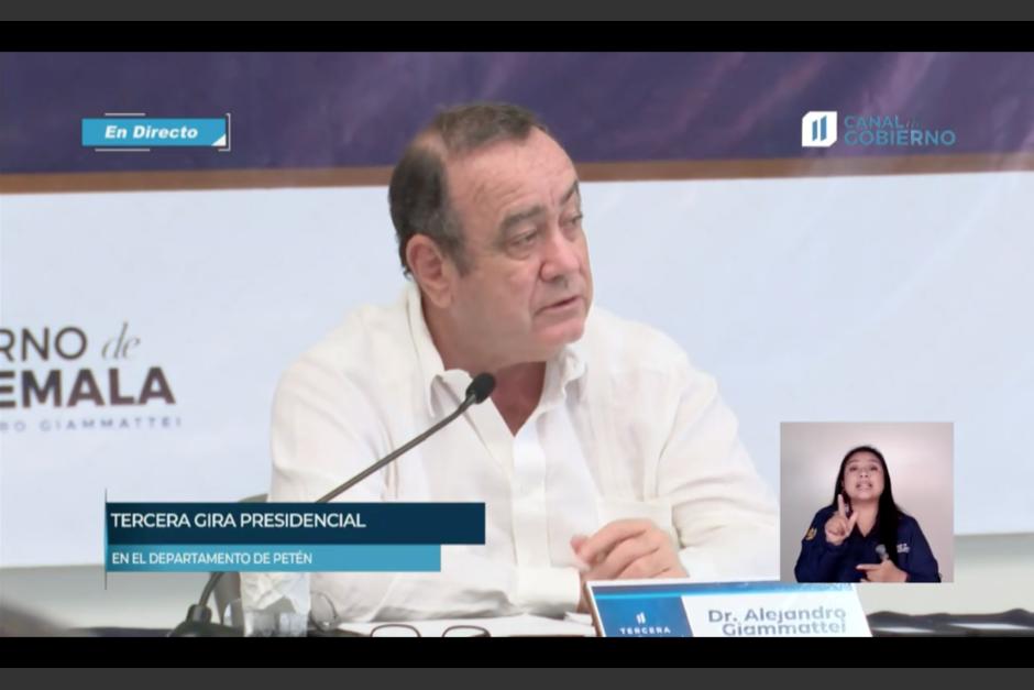El presidente Alejandro Giammattei llamó la atención del Ministro de Comunicaciones. (Foto: captura de pantalla)