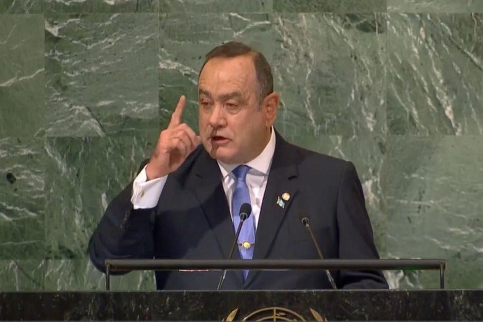 El presidente Alejandro Giammattei participó en el 77 período de sesiones de la ONU. (Foto: Captura de pantalla)