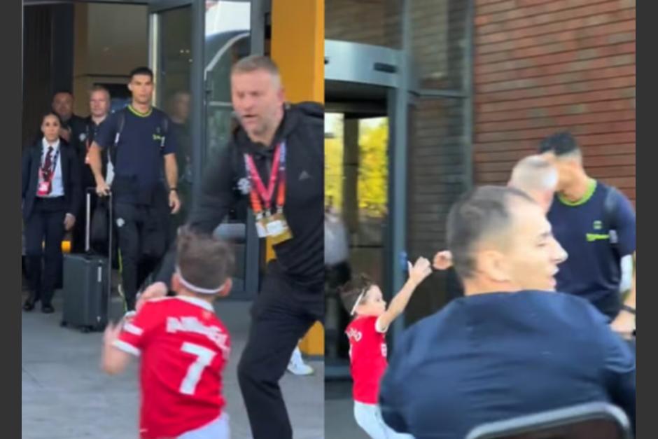 Un peque&ntilde;o aficionado de Cristiano Ronaldo burlo la seguridad para estar con el. (Foto: Captura de pantalla)