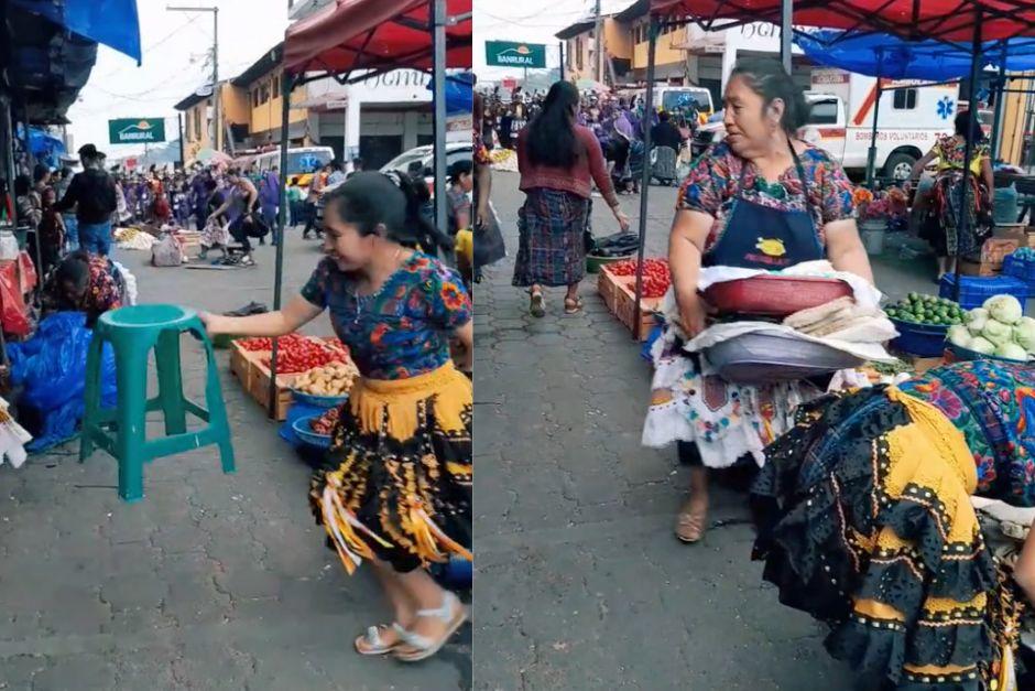 Un grupo de vendedores ambulantes sali&oacute; huyendo en Santa Mar&iacute;a de Jes&uacute;s, Sacatep&eacute;quez. (Foto: Captura de video)