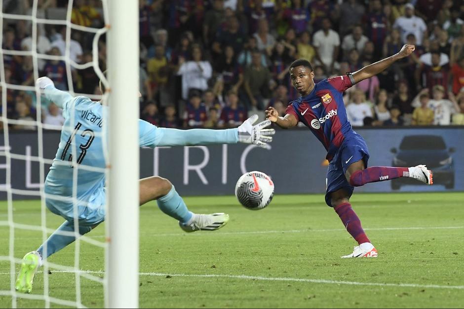 El tercer gol del FC Barcelona frente al Tottenham Hotspur. (Foto: AFP)