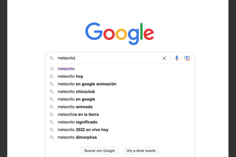 Esto es lo que pasa si escribes la palabra "meteorito". (Foto: captura de pantalla)