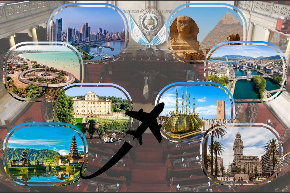 Varios diputados del Congreso visitaron distintos lugares exóticos durante el 2022. (Ilustración: Jessica Gramajo/Soy502)