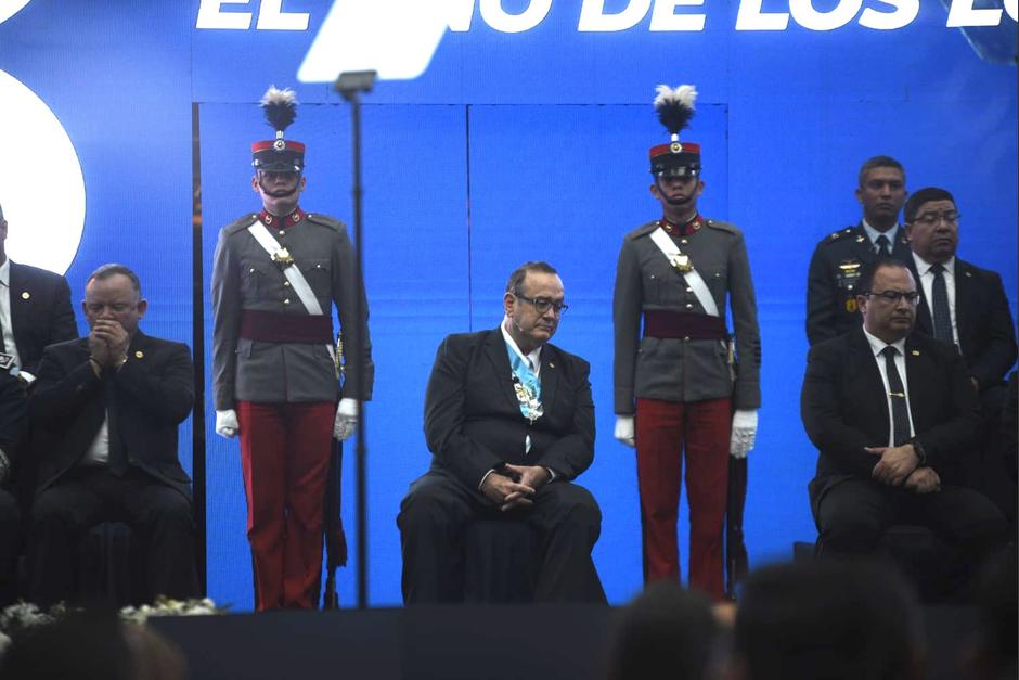 El presidente Giammattei present&oacute; el informe de Gobierno junto a su gabinete, pero un funcionario se ausent&oacute;. (Foto: Wilder L&oacute;pez /Soy502)