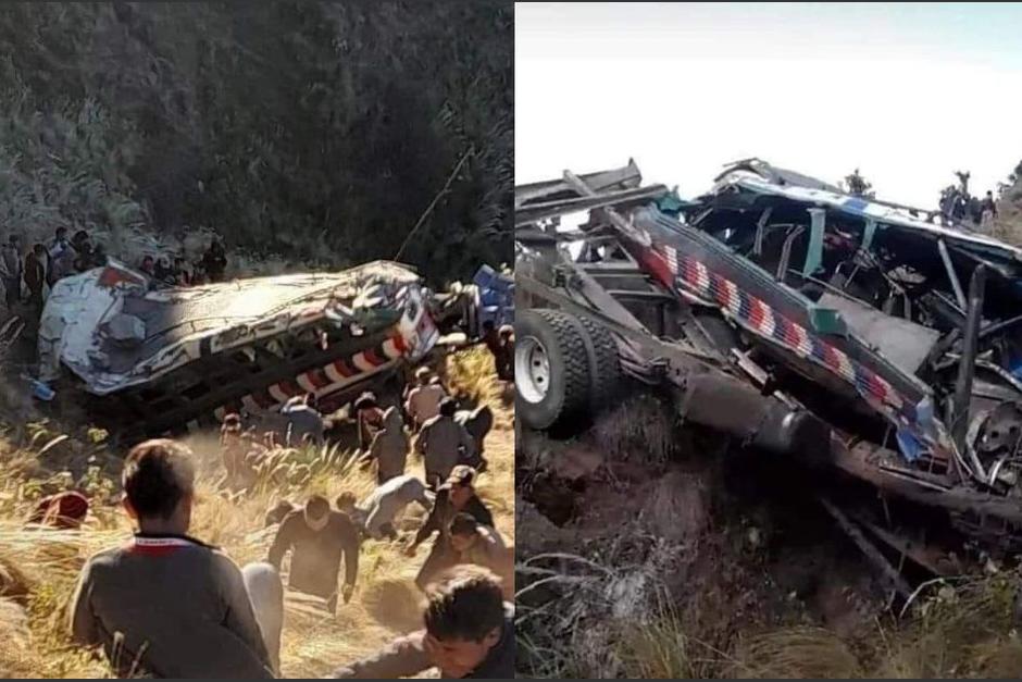 Un bus de pasajeros cayó en un barranco en Huehuetenango. (Foto: Facebook)