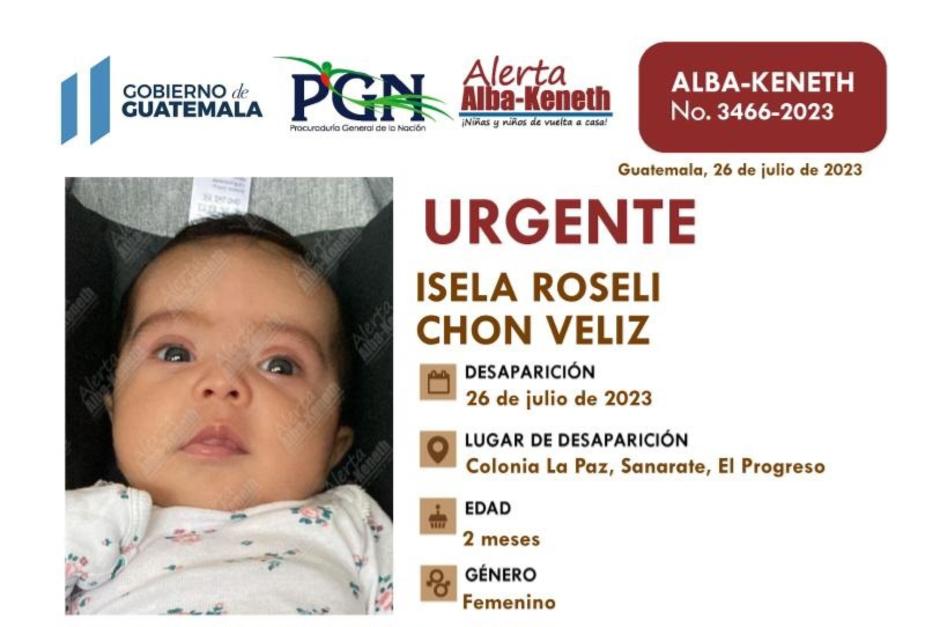 La desaparición de la bebé se reportó el miércoles ante el MP.