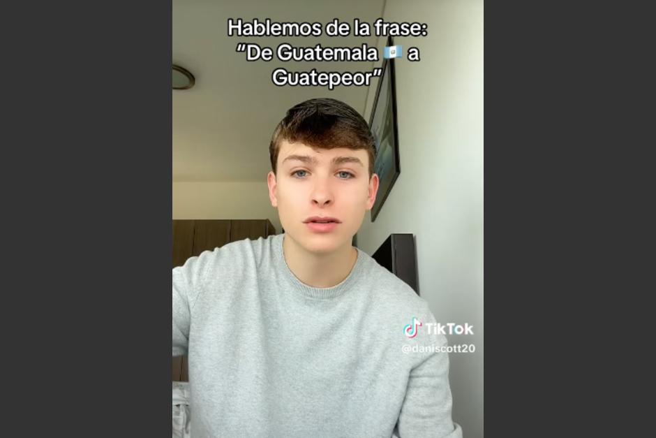 El tiktoker español hizo conciencia sobre una frase sobre Guatemala que no agrada a muchos. (Foto: captura de video)