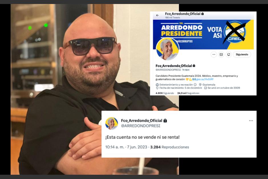 El influencer "Batigordo" cedió temporalmente su cuenta de Twitter al candidato presidencial de CREO, Francisco Arredondo. (Foto: redes sociales)