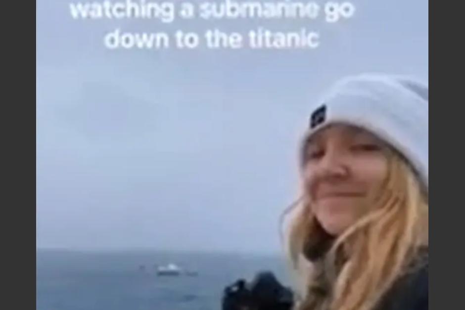 La joven filmó al submarino "Titán" poco antes de sumergirse en busca del Titanic. (Foto: captura de video)