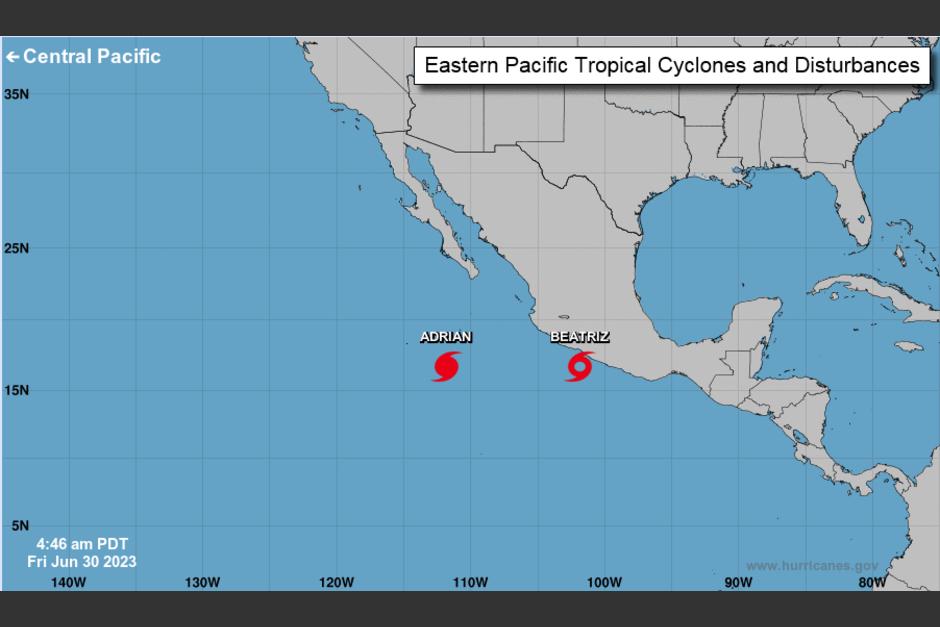 La tormenta tropical Beatriz se form&oacute; en el Oc&eacute;ano Pac&iacute;fico. (Gr&aacute;fica: NOAA)