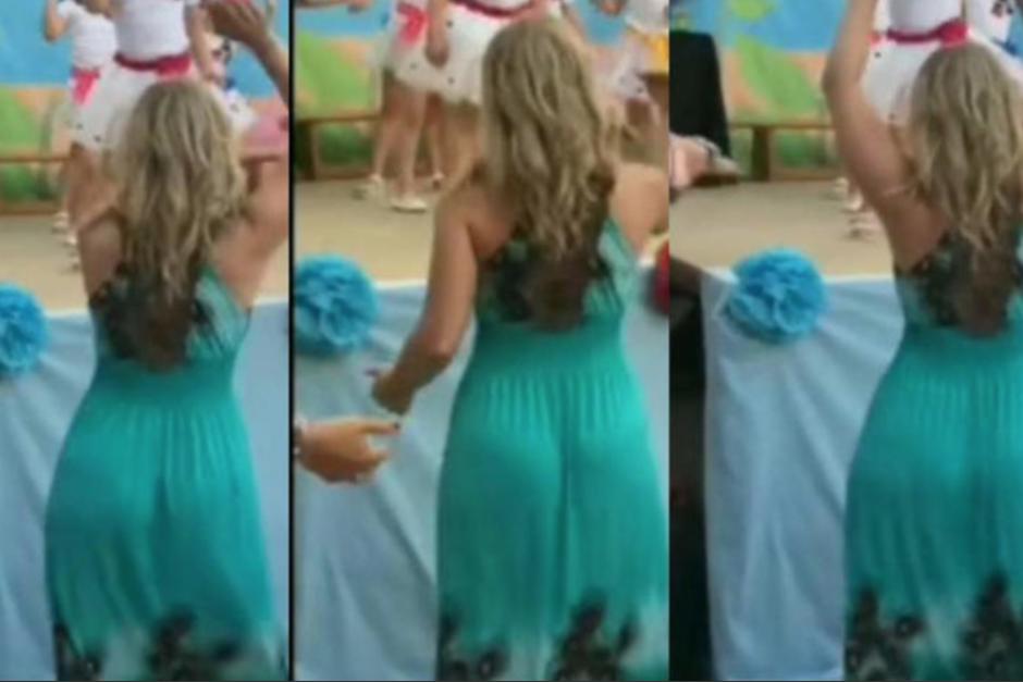 Una maestra de un kinder se hizo viral debido al baile que realizó junto con sus alumnos.&nbsp; (Foto: Captura de pantalla)&nbsp;