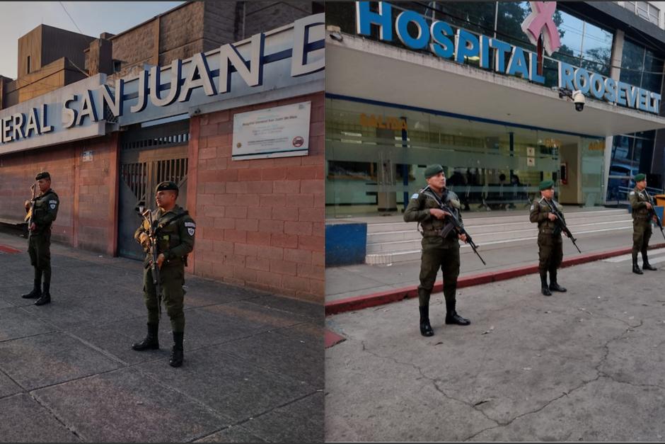 El Ejército de Guatemala se encuentra cuidando el ingreso de los hospitales. (Foto: Ejército de Guatemala)