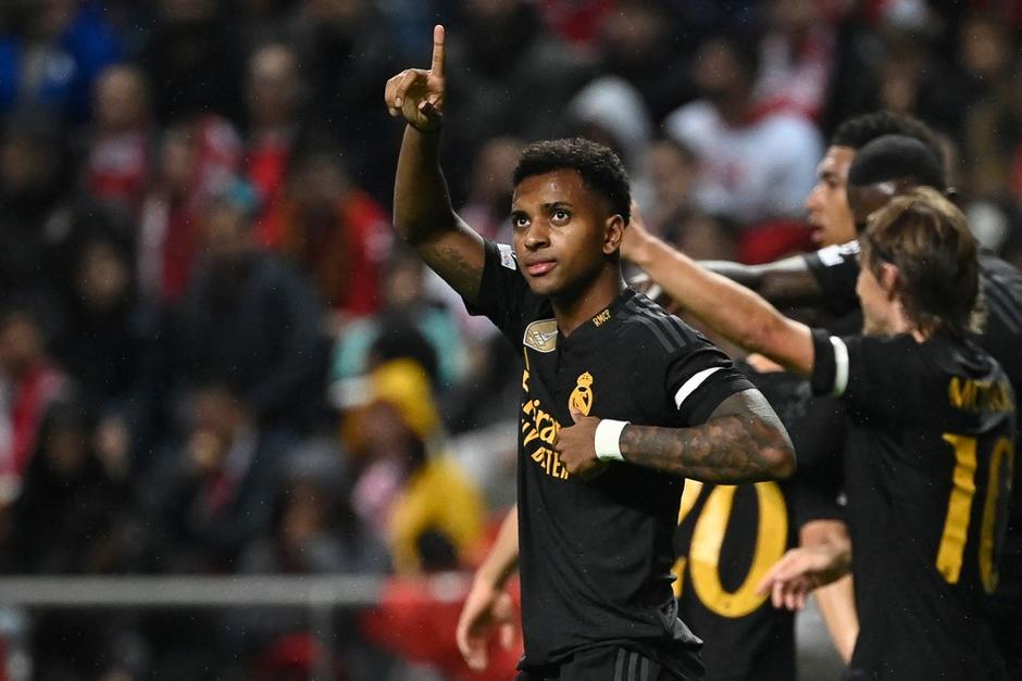 El brasileño Rodrygo anotó el primer gol del Real Madrid ante el SC Braga. (Foto: AFP)