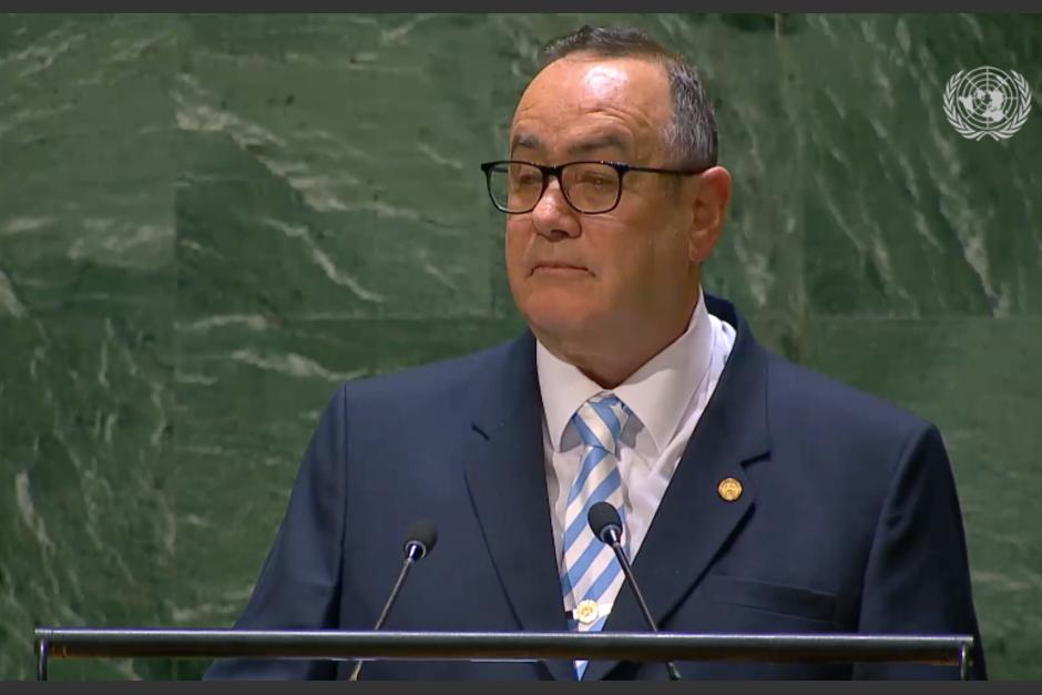 El presidente Alejandro Giammattei particip&oacute; en la Asamblea General de la ONU en Nueva York. (Foto: Captura de video)