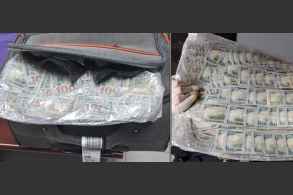 La mujer procedente de Guatemala fue sorprendida en El Salvador, con miles de dólares escondidos en sus maletas. (Foto: @Vi11toro)