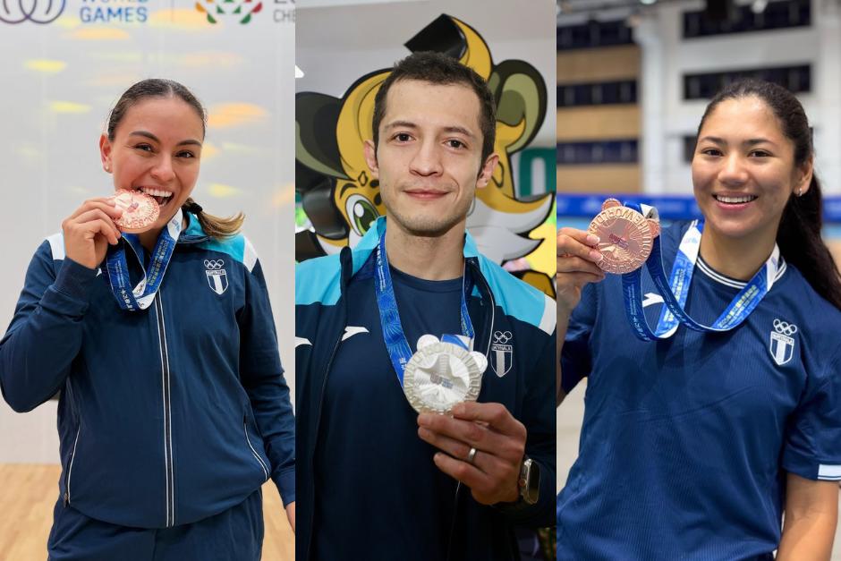Gabriela Martínez, José Santiago y Dalia Soberanis, los medallistas de Guatemala en los Juegos Mundiales 2025. (Fotos: COG)