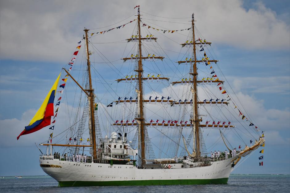 El Majestuoso Buque Gloria, ya se encuentra en costa guatemalteca. (Foto: Armada de Colombia)